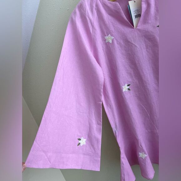 New Andie x Fann Mon The Serik Linen Dress in Aster Size M - Picture 4 of 10